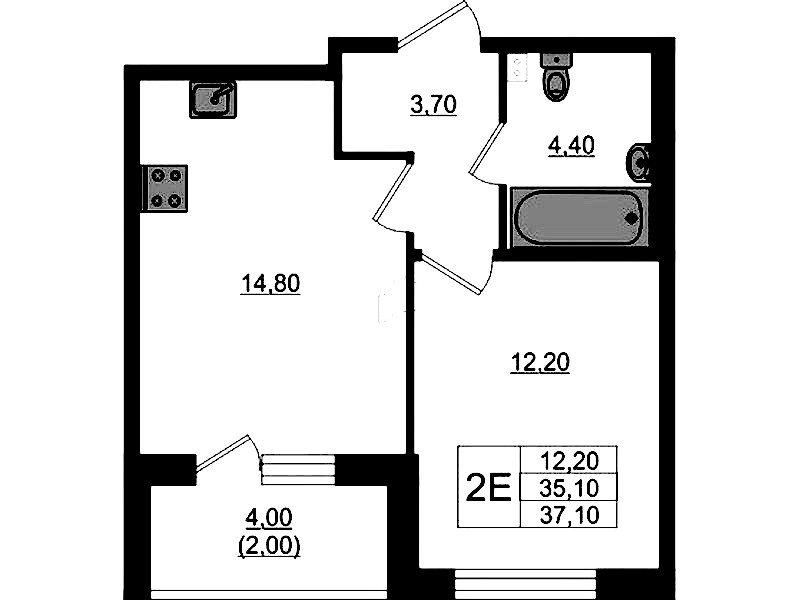 1-комнатная квартира 37.1 м², 1/4 эт., ЖК «Пулковский дом»